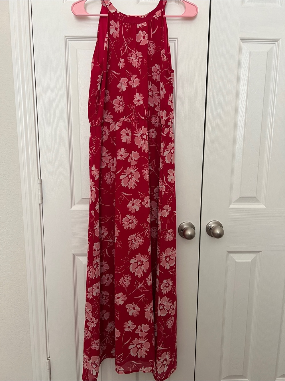 Women's Red Floral Maxi Skirt
